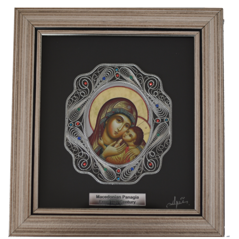 Sv Bogorodica, Srma and Painted Religious artwork framed size 1