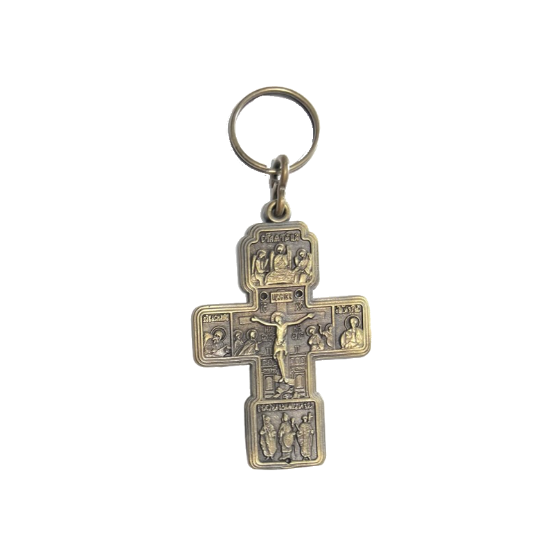 Cross gold keyring