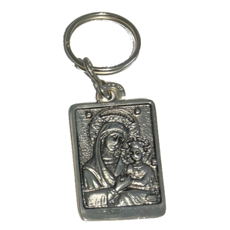 Sv Bogorodica i Isus silver square keyring