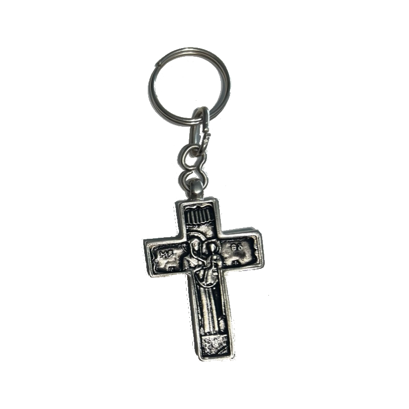 Cross silver keyring